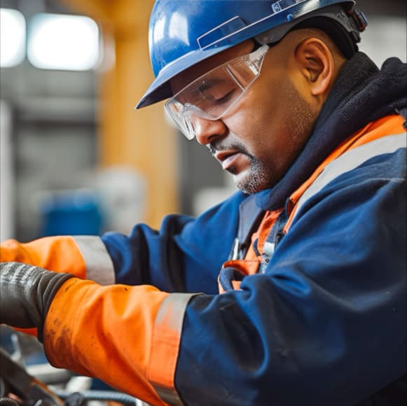 Ingeniero instalando sistema de película estirable automática