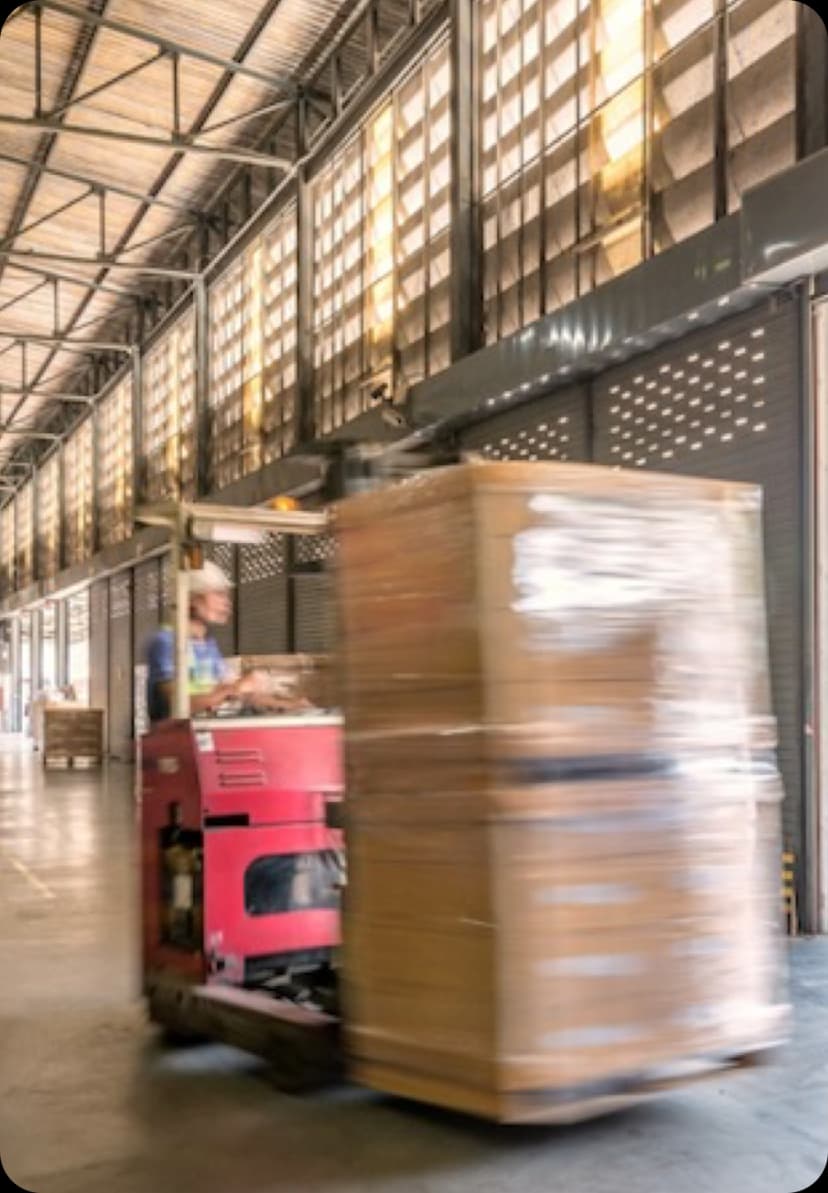 Transporte de mercancia protegida con pelicula estirable