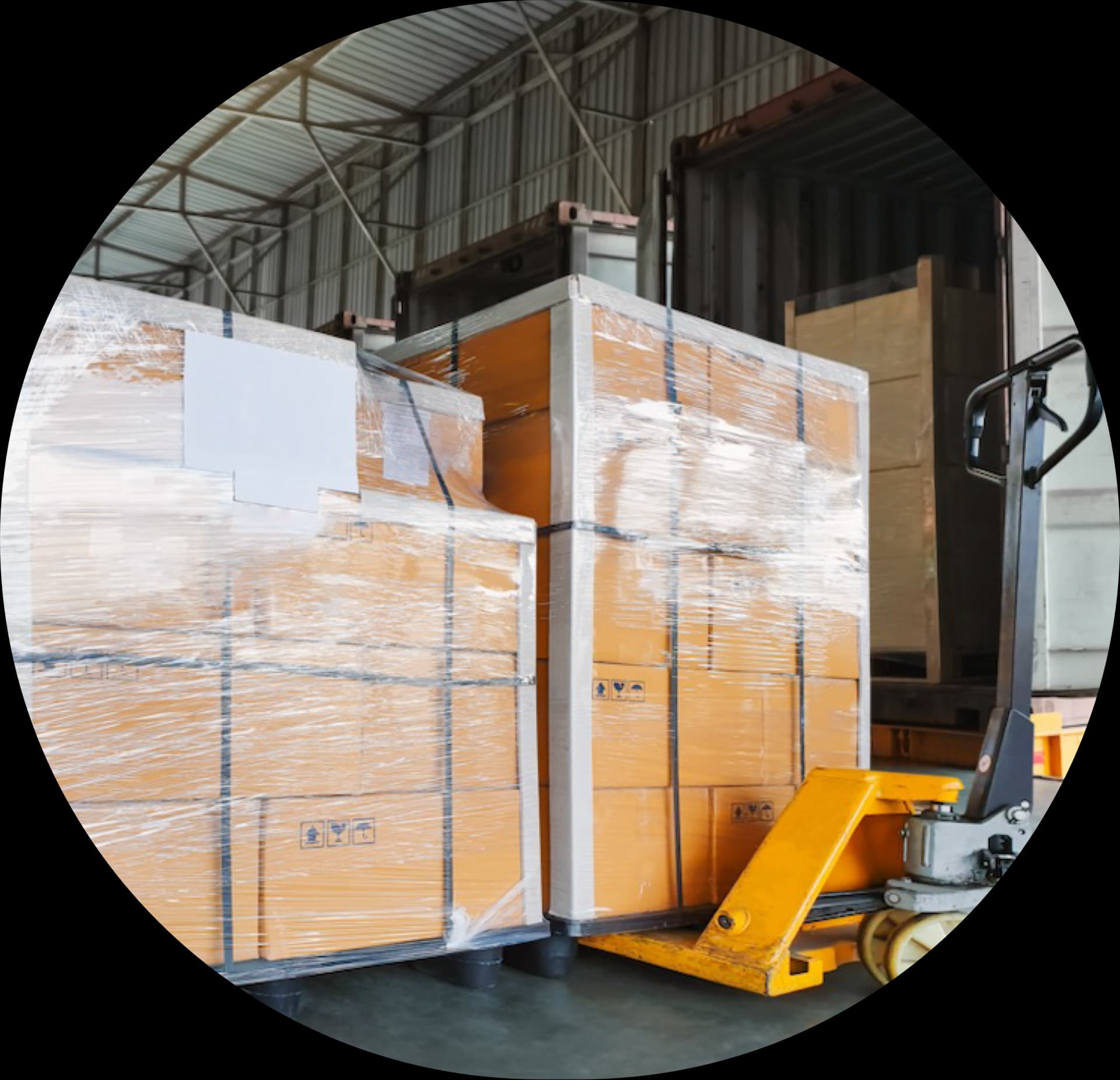 Mercancia protegida con pelicula estirable