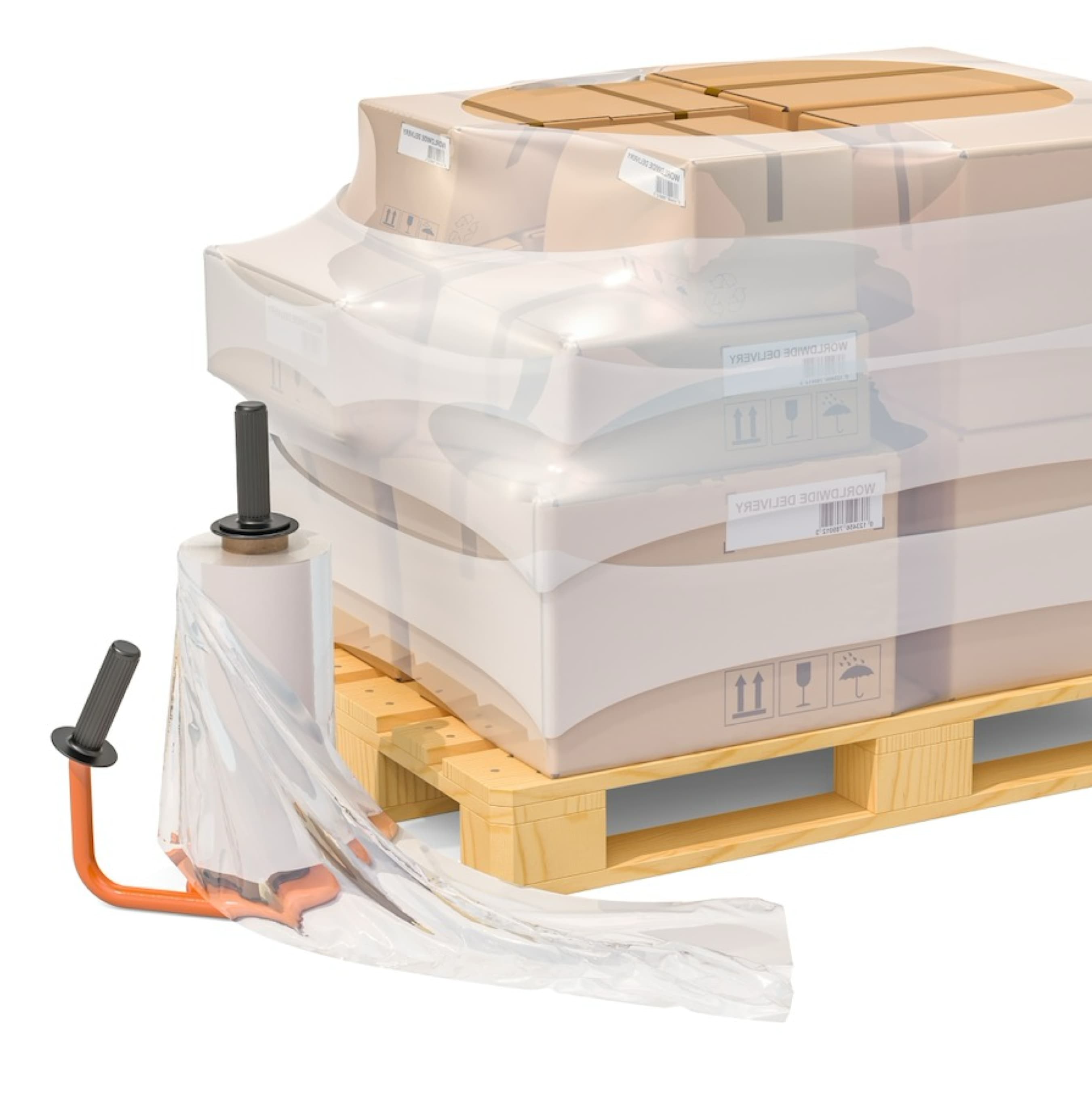 Mercancia protegida con pelicula estirable